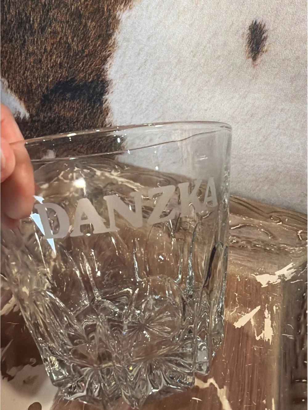 Vintage Vodka Danzka Etched Glass Glass ice bucket